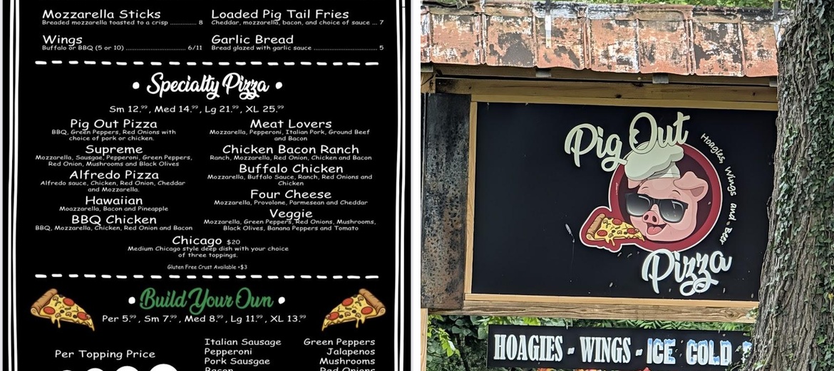 Pig Out Pizza Menu
